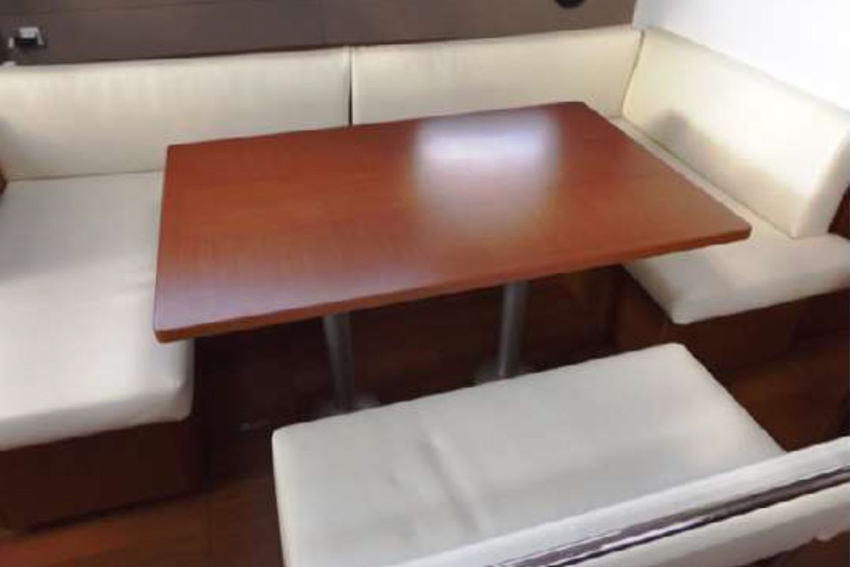 Salon of WAYWARD PRINCE, a Beneteau Oceanis 48 sailboat at Kalkara, Malta
