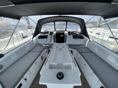 Cockpit of LOL, a Beneteau Oceanis 40.1 sailboat at Lavreotiki Municipal Unit, Greece