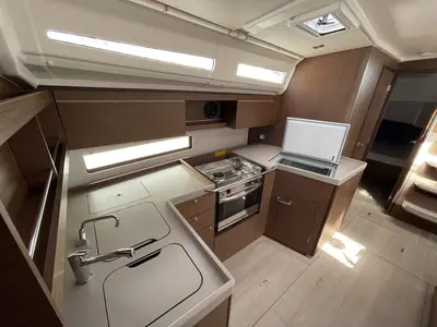 Galley of LOL, a Beneteau Oceanis 40.1 sailboat at Lavreotiki Municipal Unit, Greece