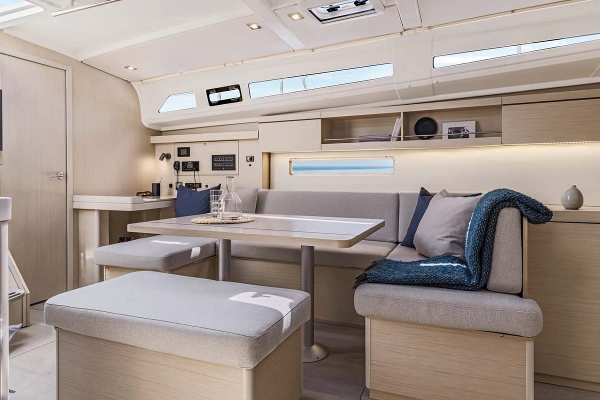 Salon of LOL, a Beneteau Oceanis 40.1 sailboat at Lavreotiki Municipal Unit, Greece