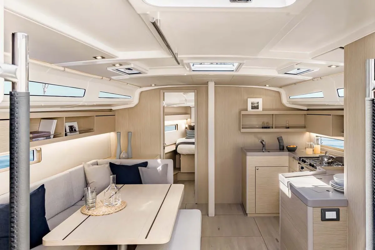 Salon of LOL, a Beneteau Oceanis 40.1 sailboat at Lavreotiki Municipal Unit, Greece