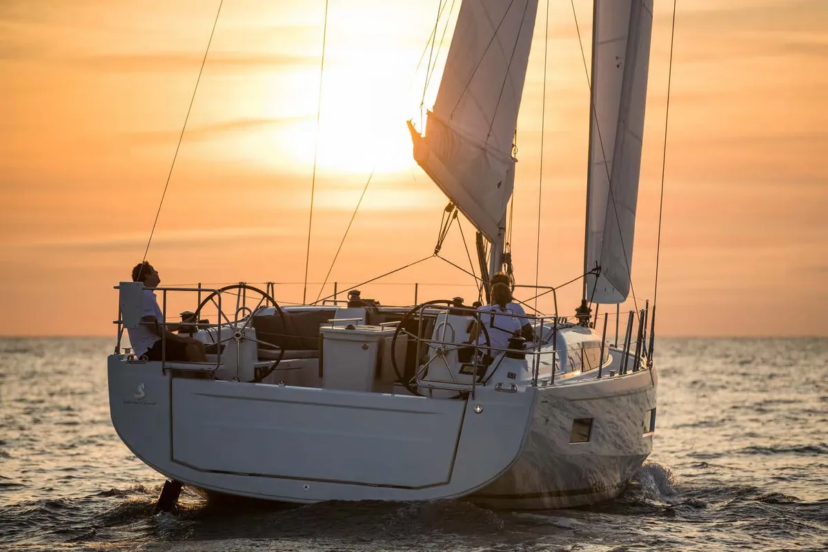 Exterior view of LOL, a Beneteau Oceanis 40.1 sailboat at Lavreotiki Municipal Unit, Greece