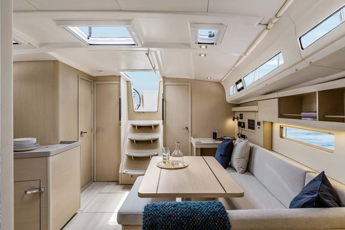 Salon of LOL, a Beneteau Oceanis 40.1 sailboat at Lavreotiki Municipal Unit, Greece