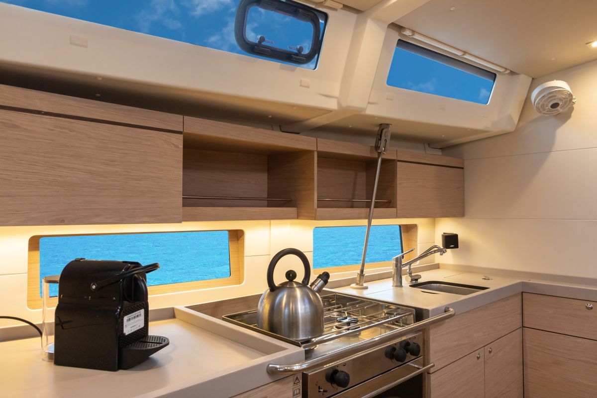 Galley of Daphne, a Beneteau Oceanis 46.1 sailboat at Capo d'Orlando, Italy