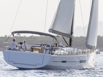 Exterior view of Anima, a Dufour 520 GL - 4. cab sailboat at Kontokali, Greece