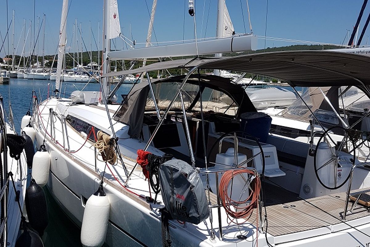 Deck of Alegro, a Dufour 460 GL sailboat at Općina Sukošan, Croatia