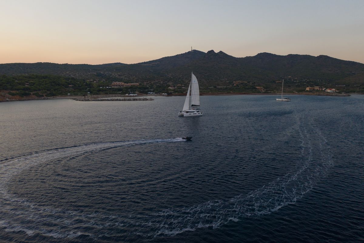 Exterior view of NOMAD II, a Lagoon 50 catamaran at Municipal Unit of Lefkada, Greece