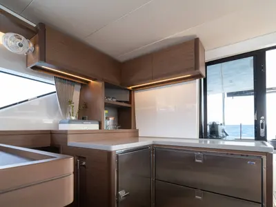 Galley of NOMAD II, a Lagoon 50 catamaran at Municipal Unit of Lefkada, Greece