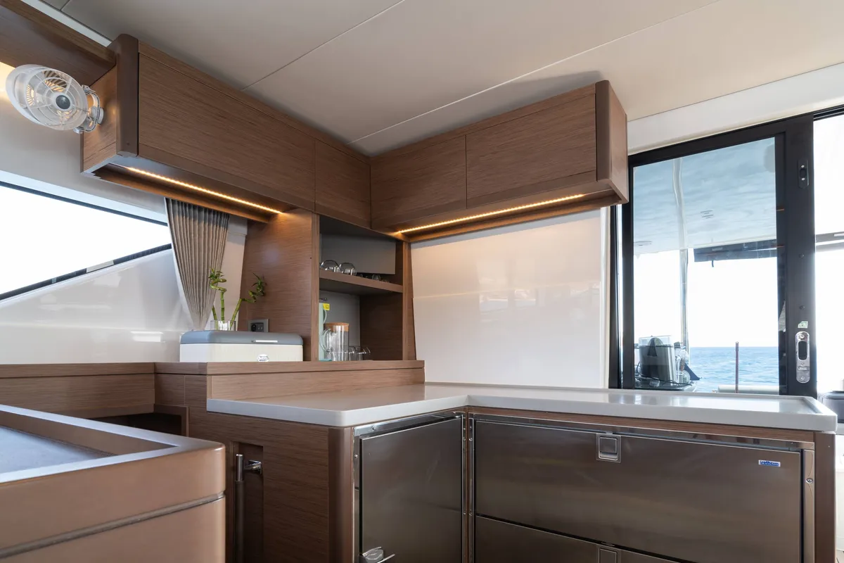 Galley of NOMAD II, a Lagoon 50 catamaran at Municipal Unit of Lefkada, Greece