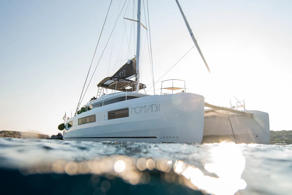 Exterior view of NOMAD II, a Lagoon 50 catamaran at Municipal Unit of Lefkada, Greece
