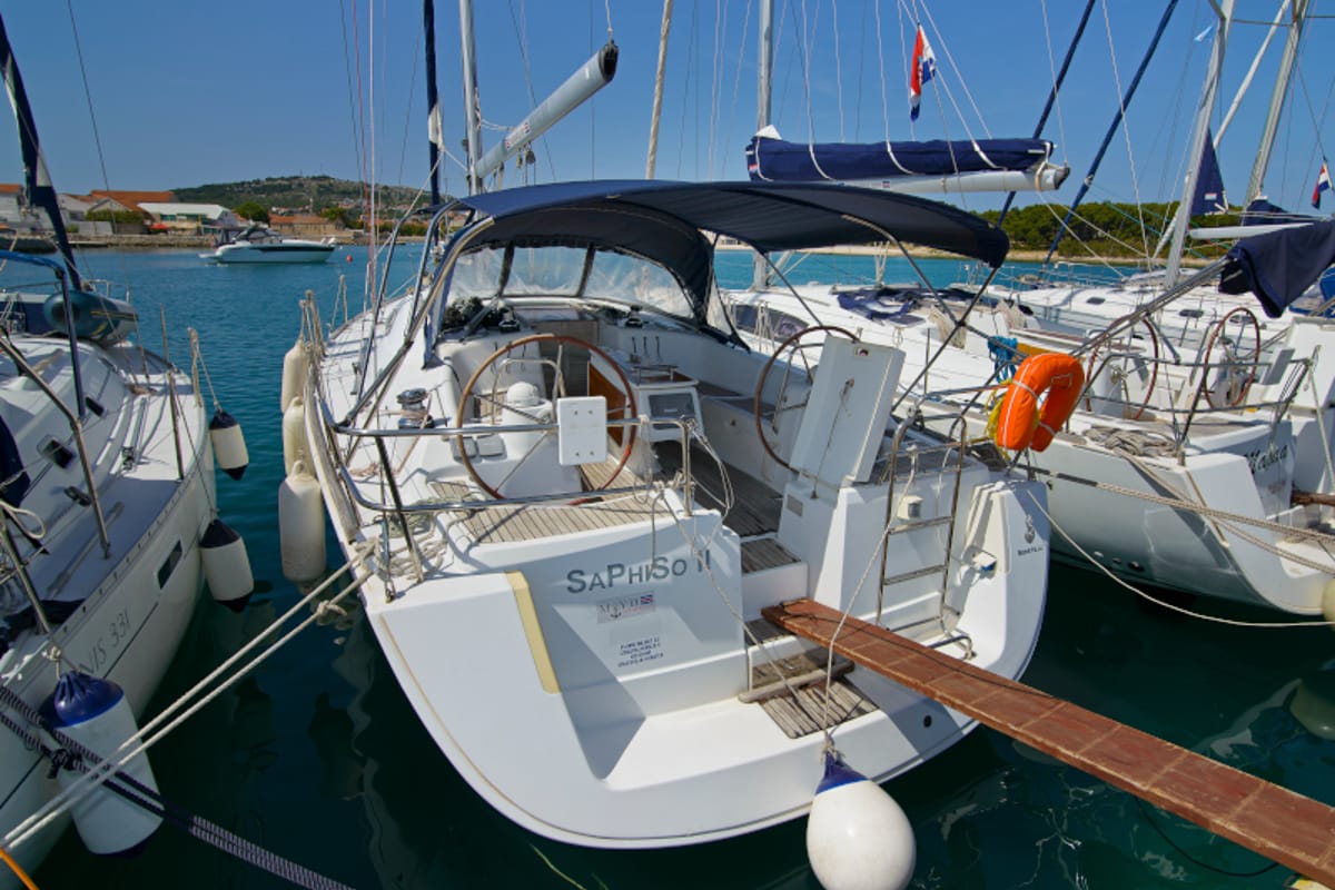 Exterior view of SAPHISO II, a Beneteau Oceanis 43 sailboat at Betina, Croatia