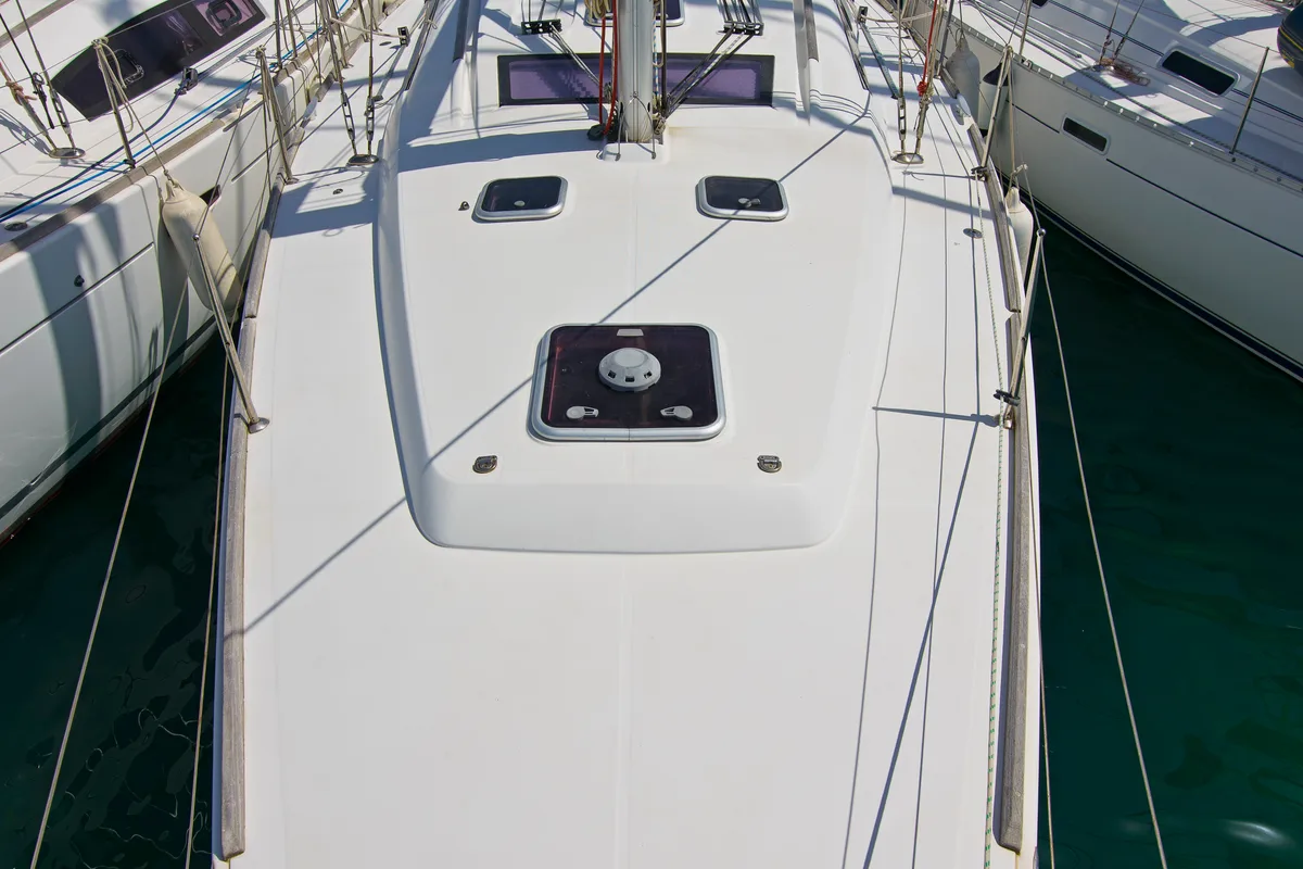 Deck of SAPHISO II, a Beneteau Oceanis 43 sailboat at Betina, Croatia