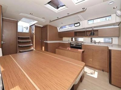 Salon of Enjoyablue, a Beneteau Oceanis 46.1 sailboat at Preveza, Greece
