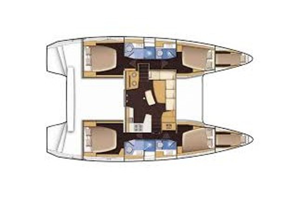 Floor plan of Pretty Orcas, a Lagoon 42 catamaran at Ajaccio, France