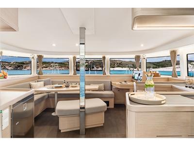 Salon of Pretty Orcas, a Lagoon 42 catamaran at Ajaccio, France