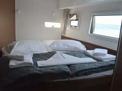 Cabin on Fantasea, a Lagoon 42 catamaran at Lavreotiki Municipal Unit, Greece