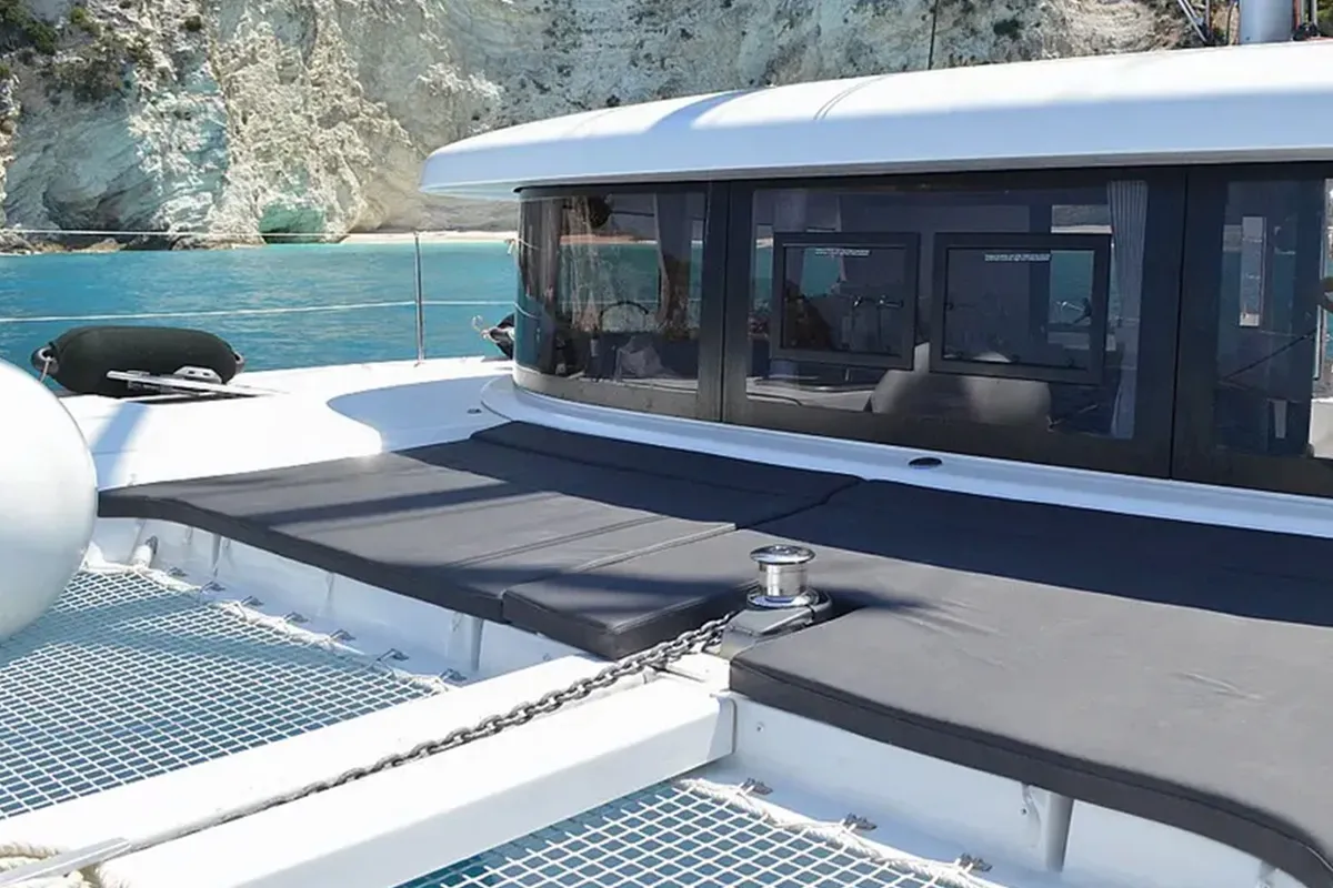 Deck of Fantasea, a Lagoon 42 catamaran at Lavreotiki Municipal Unit, Greece
