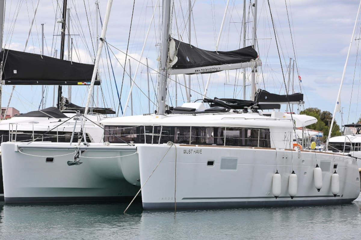 Exterior view of Must Have, a Lagoon 450 F catamaran at Općina Sukošan, Croatia