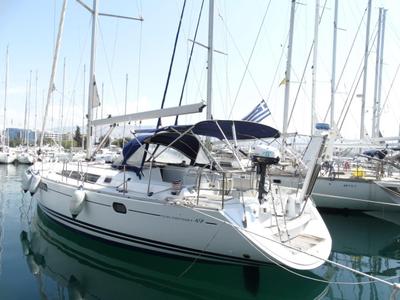 Exterior view of Ealis, a Jeanneau Sun Odyssey 49i sailboat at Athens, Greece