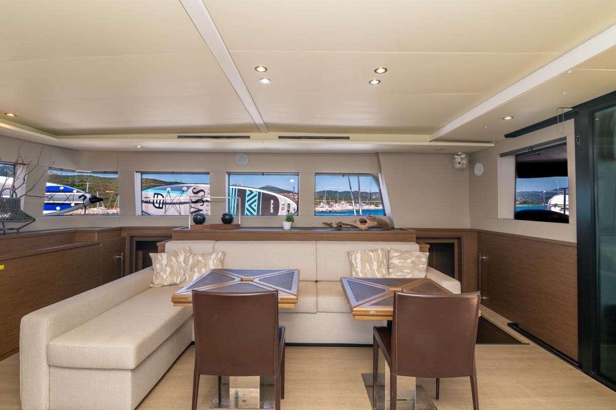 Salon of The Sun, a Lagoon 620 catamaran at Olbia, Italy