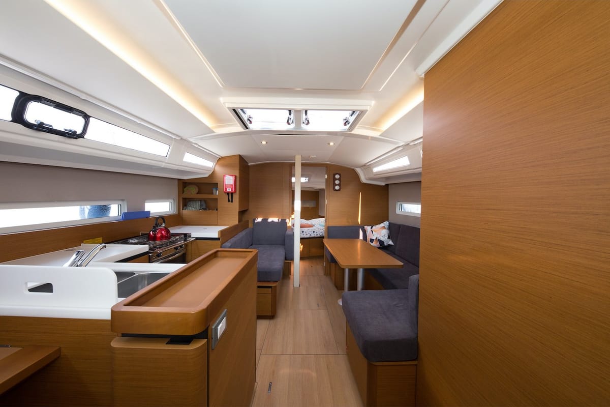 Cabin on Suncity 3, a Jeanneau Sun Odyssey 410 sailboat at Fethiye, Turkey