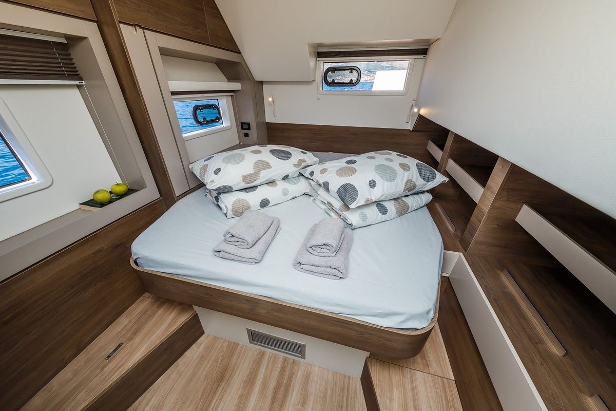 Cabin on Nouvelle Lune, a Bali 4.6 catamaran at Dubrovnik, Croatia