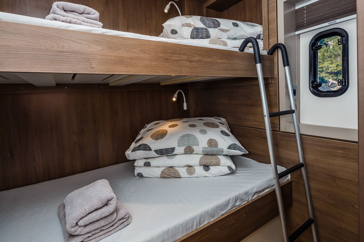Cabin on Nouvelle Lune, a Bali 4.6 catamaran at Dubrovnik, Croatia