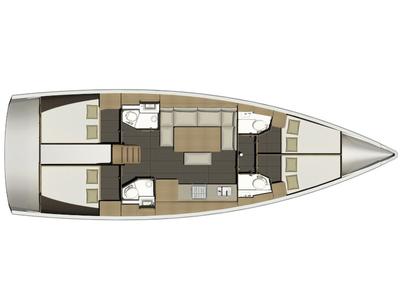 Floor plan of Summer Planet, a Dufour 460 Grand Large sailboat at Tonnarella, Italy