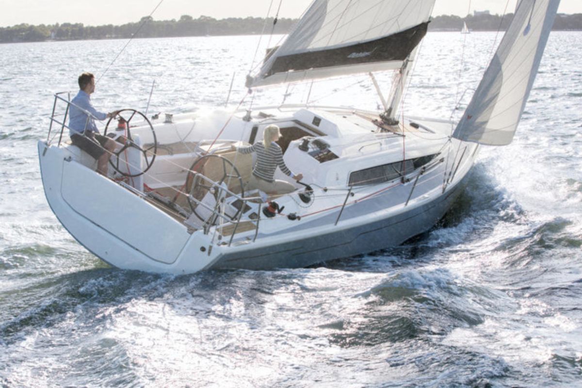 Exterior view of Hekla, a Dehler 34 sailboat at Altefähr, Germany