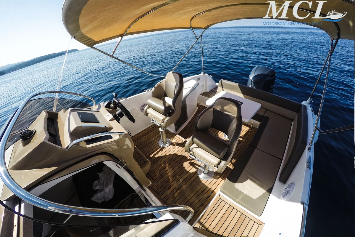 Deck of 1145ML, a Galeon Galia 700 motorboat at Mali Lošinj, Croatia