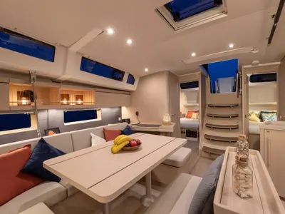 Salon of Luka, a Beneteau Oceanis 46.1 sailboat at English Harbour, Antigua and Barbuda