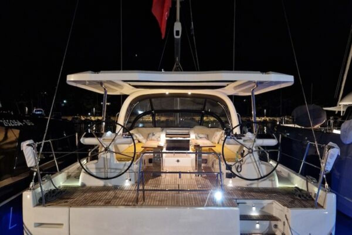 Cockpit of FRIENDS, a Jeanneau 60 sailboat at Grad Šibenik, Croatia