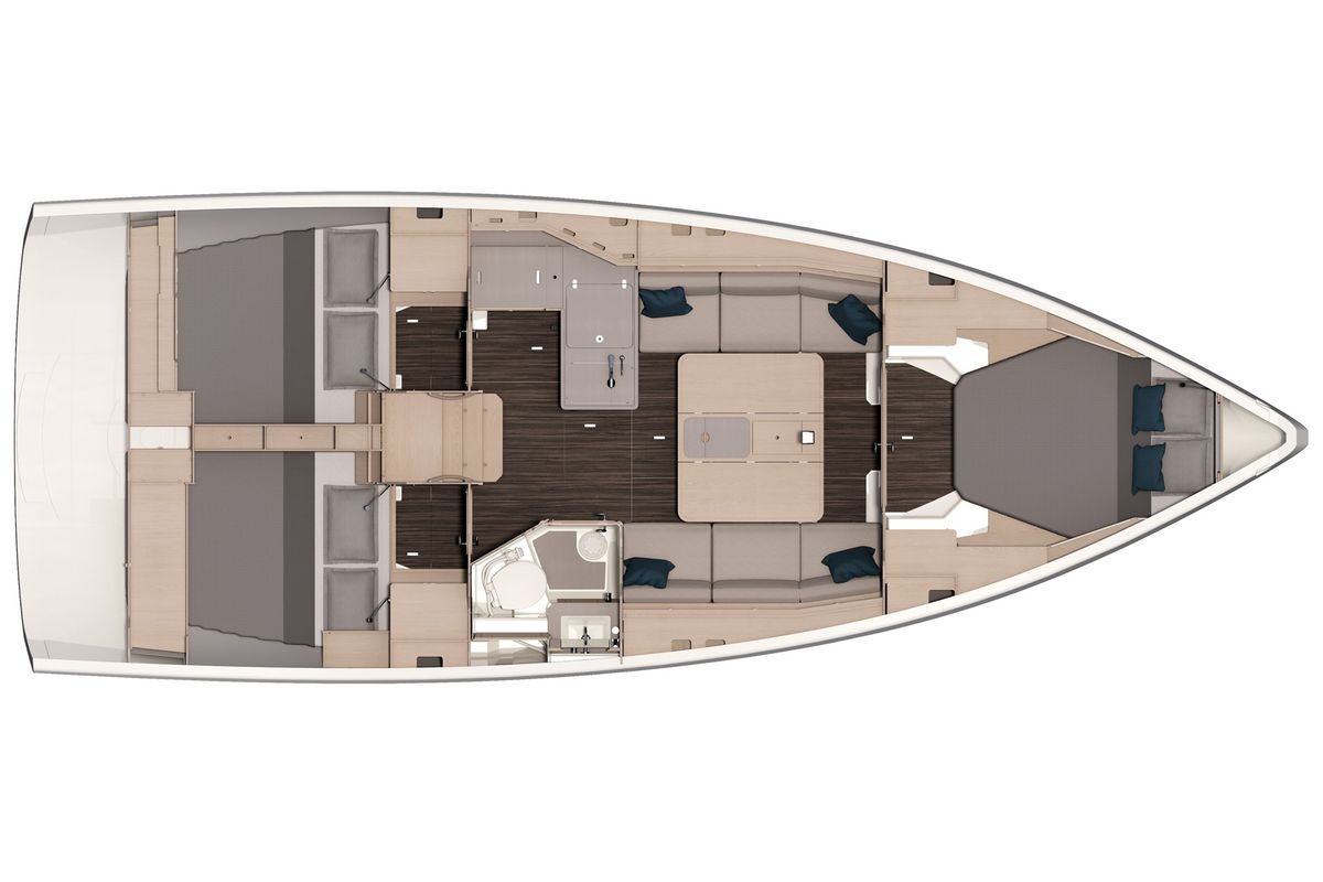 Floor plan of Anima Grande, a Dufour 37 sailboat at Castellammare di Stabia, Italy