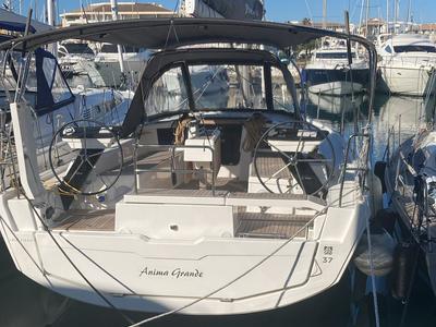 Cockpit of Anima Grande, a Dufour 37 sailboat at Castellammare di Stabia, Italy