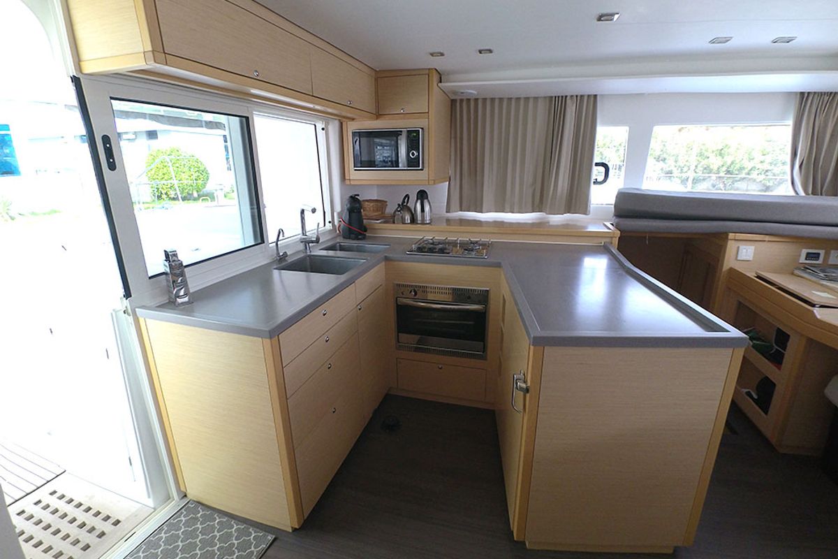 Galley of Belo, a Lagoon 450 F catamaran at Grad Kaštela, Croatia