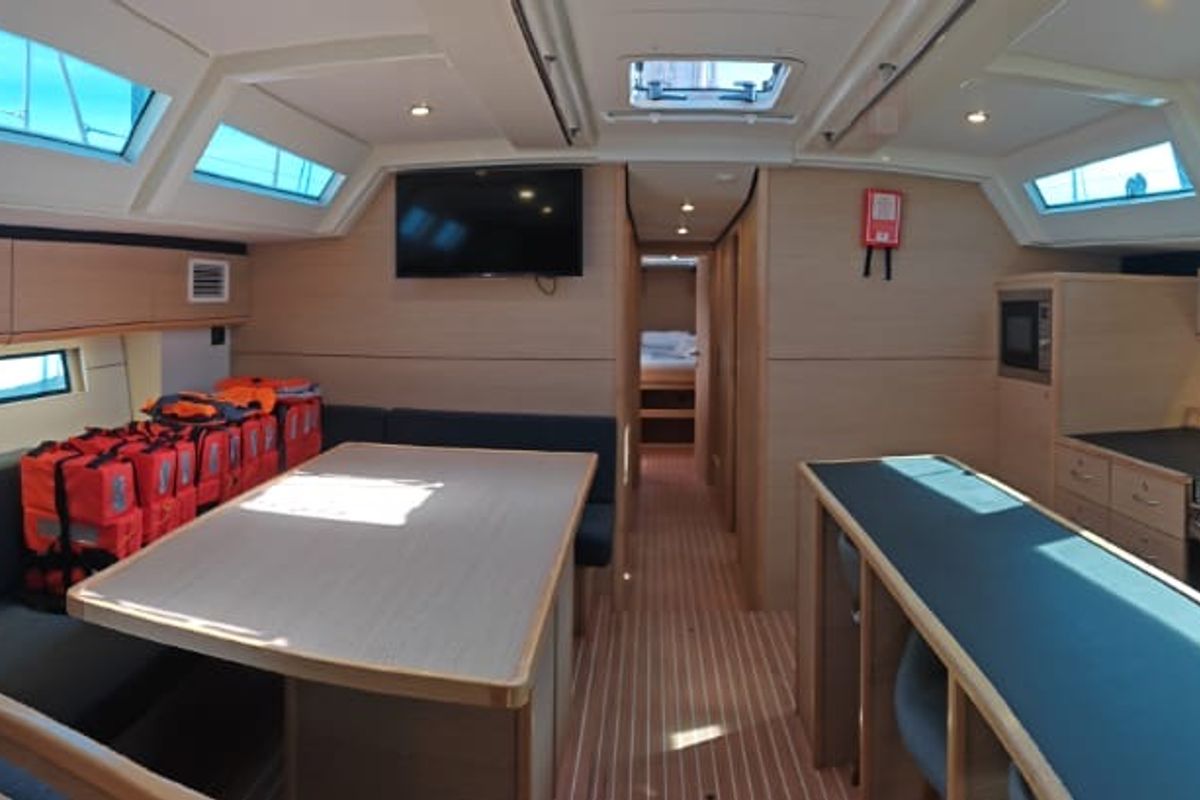 Salon of IRISA, a D&D Kufner 56 sailboat at Grad Trogir, Croatia
