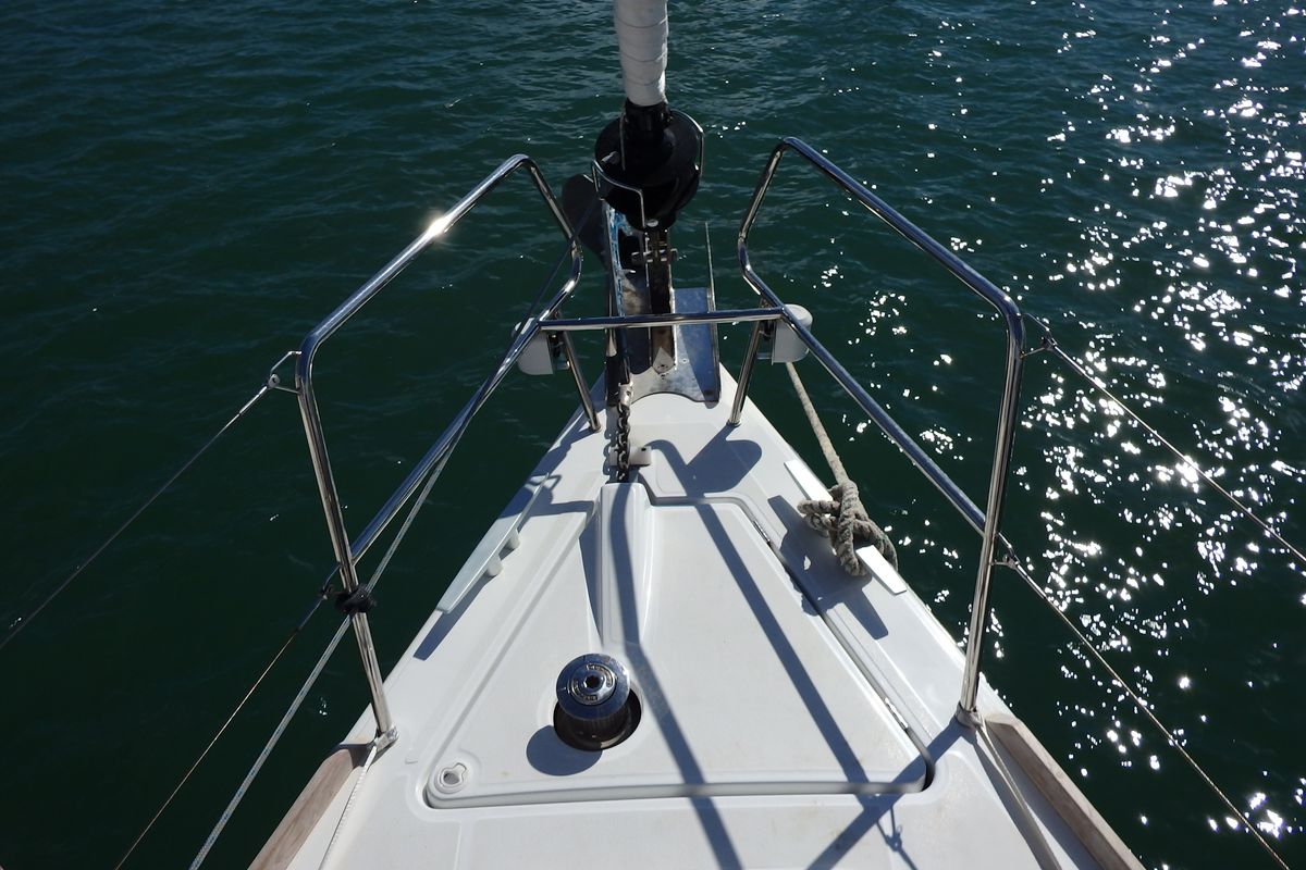 Salon of Joy, a Beneteau Oceanis 48 sailboat at Municipal Unit of Lefkada, Greece