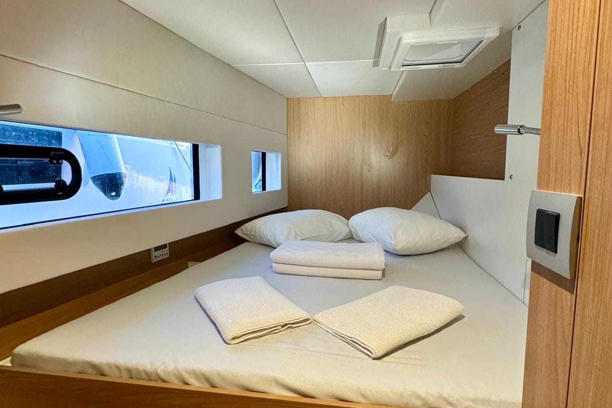 Cabin on Sail Dorado, a Bali Catsmart catamaran at Fethiye, Turkey