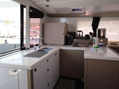 Galley of Maho, a Fountaine Pajot Astréa 42 catamaran at Road Town, British Virgin Islands