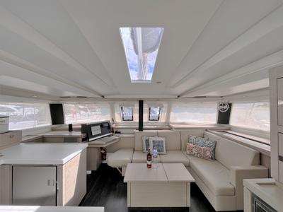 Salon of Maho, a Fountaine Pajot Astréa 42 catamaran at Road Town, British Virgin Islands