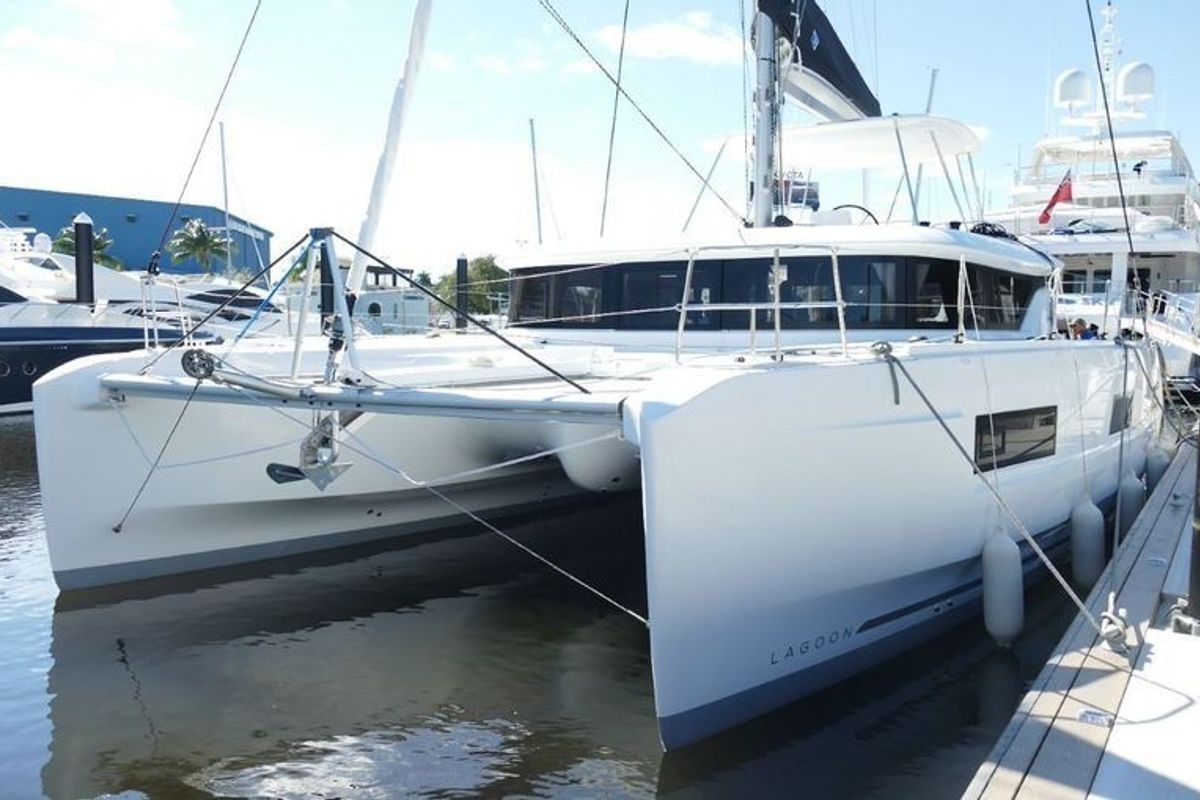Exterior view of Lily, a Lagoon 46 catamaran at Alameda, United States