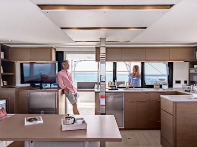 Salon of Lily, a Lagoon 46 catamaran at Alameda, United States