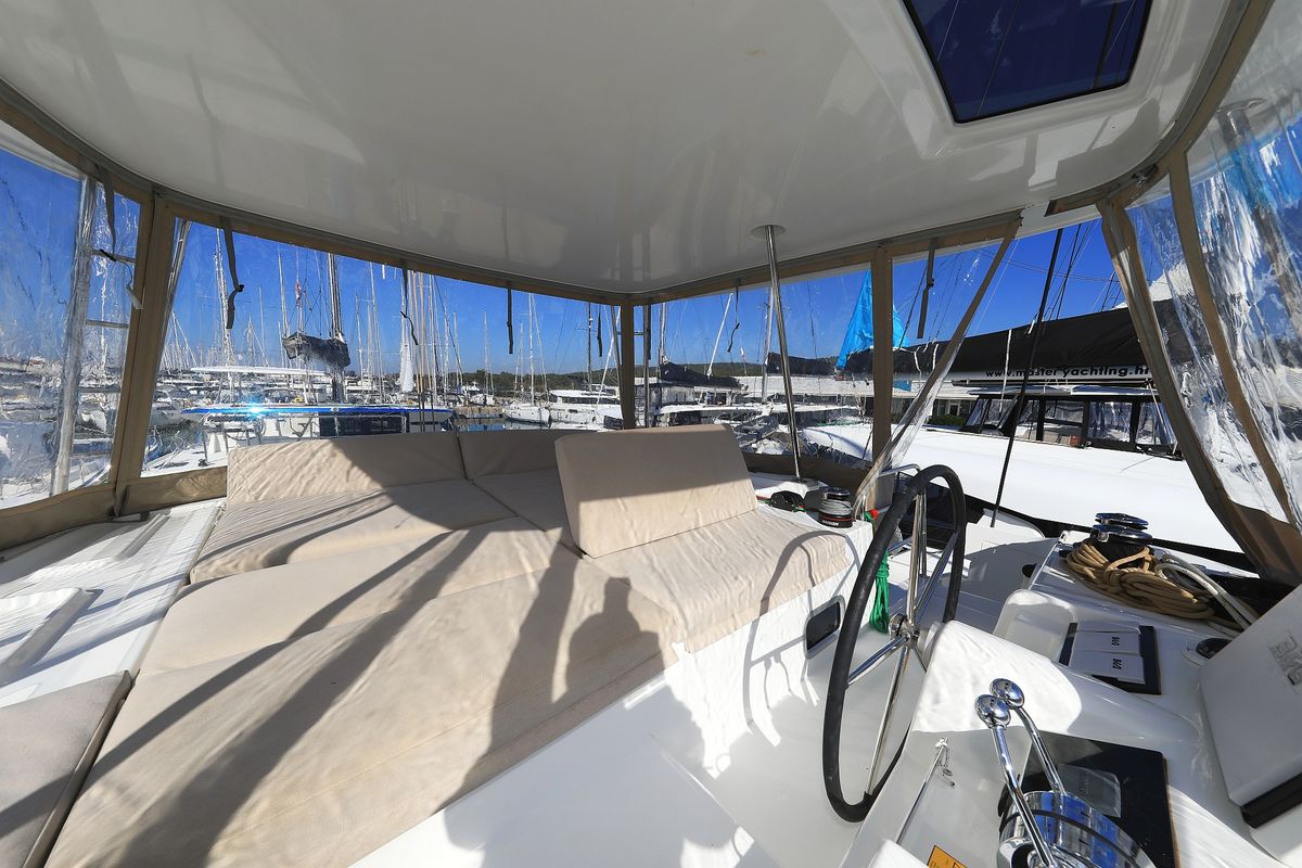 Cockpit of MAJESTIC, a Lagoon 46 catamaran at Općina Sukošan, Croatia