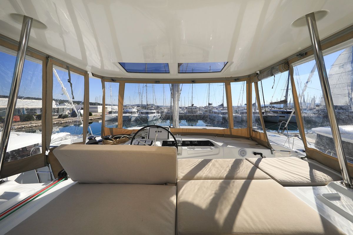 Cockpit of MAJESTIC, a Lagoon 46 catamaran at Općina Sukošan, Croatia