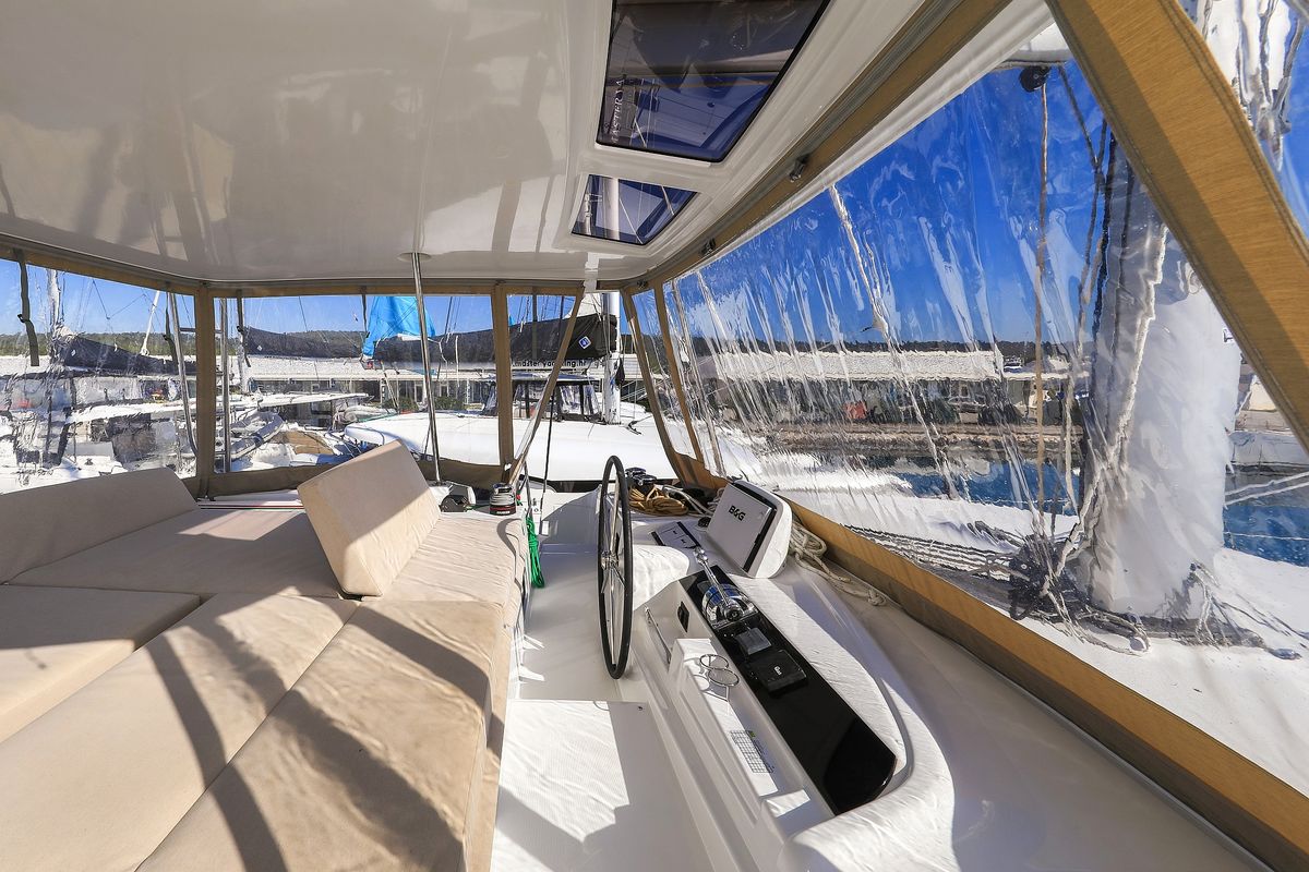 Cockpit of MAJESTIC, a Lagoon 46 catamaran at Općina Sukošan, Croatia