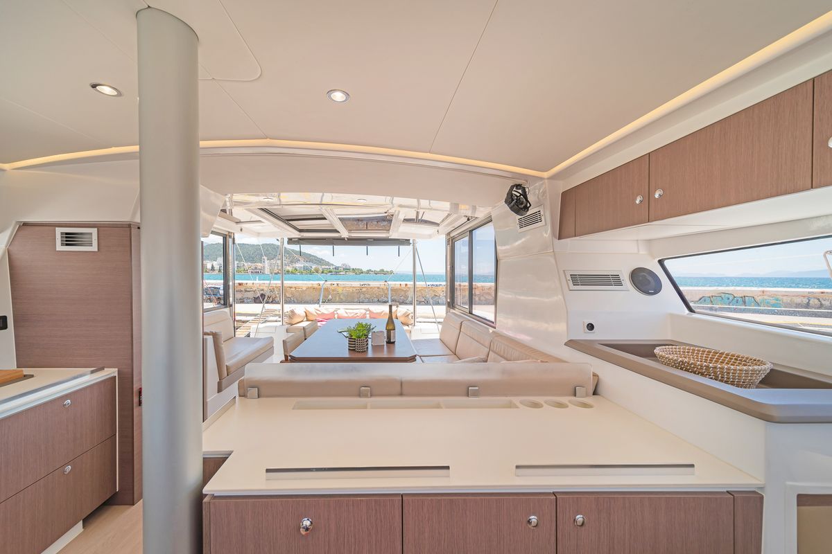 Galley of Neusis, a Bali 4.1 catamaran at Municipal Unit of Rhodes, Greece