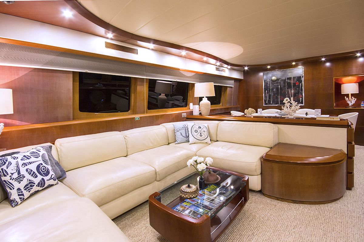 Salon of Caelum, a Maiora - Fipa Group Maiora 24 yacht at Bodrum, Turkey