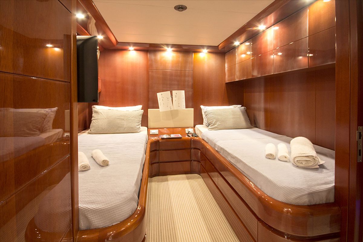 Cabin on Caelum, a Maiora - Fipa Group Maiora 24 yacht at Bodrum, Turkey