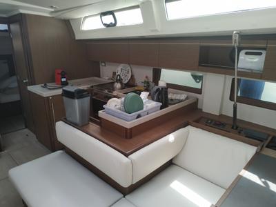 Galley of Dalia, a Beneteau Oceanis 51.1 sailboat at Kontokali, Greece