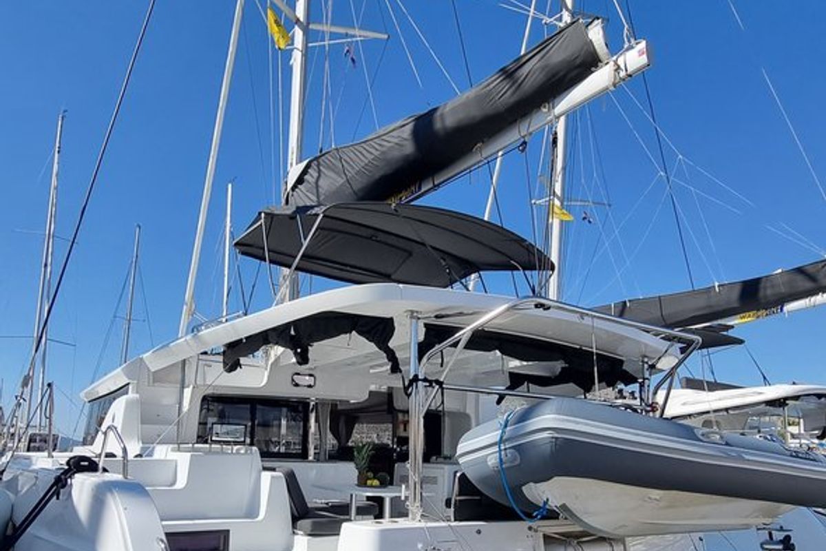 Exterior view of Magic Point, a Lagoon 46 catamaran at Split, Croatia